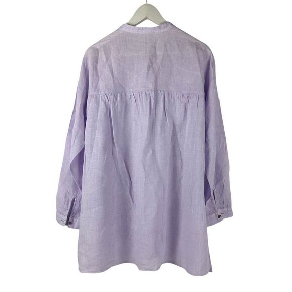 Eileen Fisher Garment-Dyed Organic Handkerchief Linen Shirt Size Medium Wisteria - Picture 3 of 7